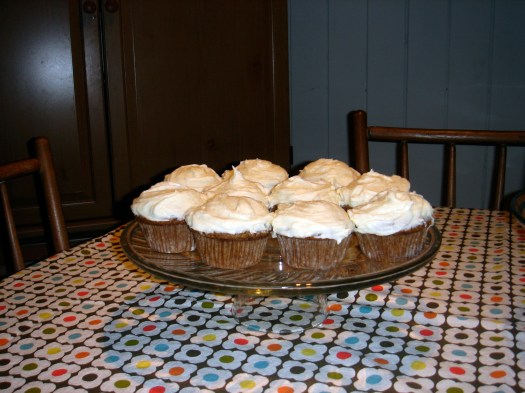 Zucchini cupcakes with cream cheese frosting.  They taste like carrot cake!