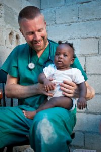 I don't have a lot of pictures of him doctoring, but here he is on a mission trip to Haiti a couple of years ago.